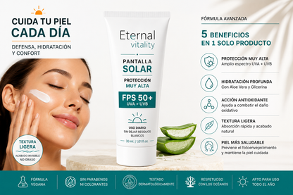 Protector Solar Facial FPS 50+ 30 ml Eternal Vitality Pack 2 Pantallas de 30ml