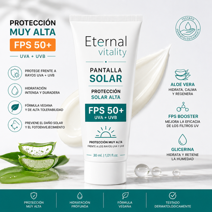 Protector Solar Facial FPS 50+ 30 ml Eternal Vitality Pack 2 Pantallas de 30ml