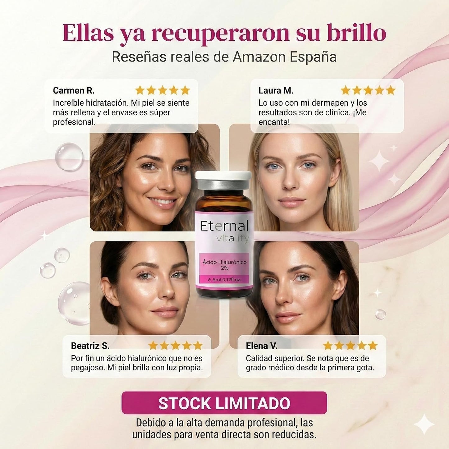Vial Facial con Ácido Hialurónico 2 % – Hidratación Intensiva, 5 ml