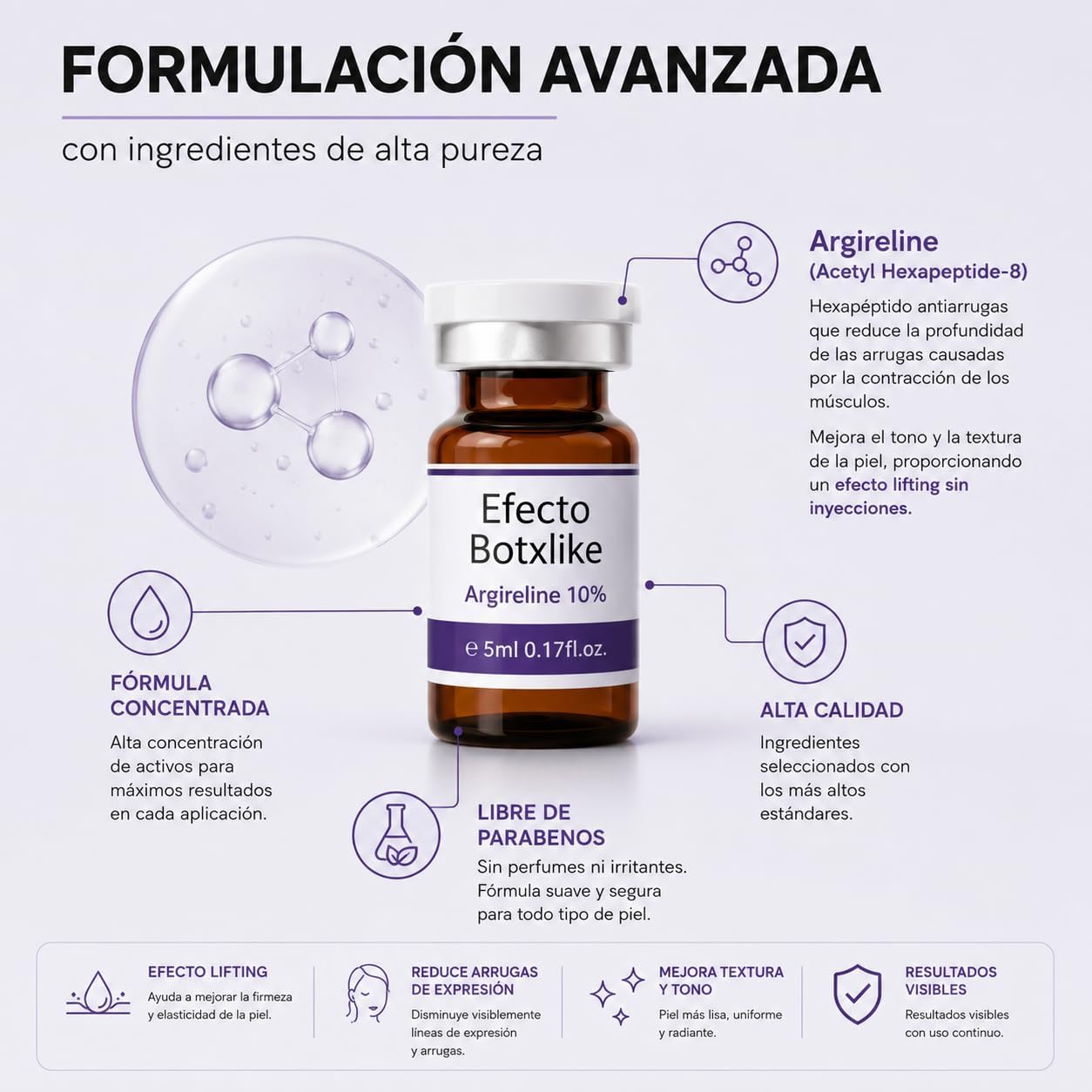 Vial Facial con Argireline (Acetyl Hexapeptide-8) – Suavidad y Firmeza, 5 ml